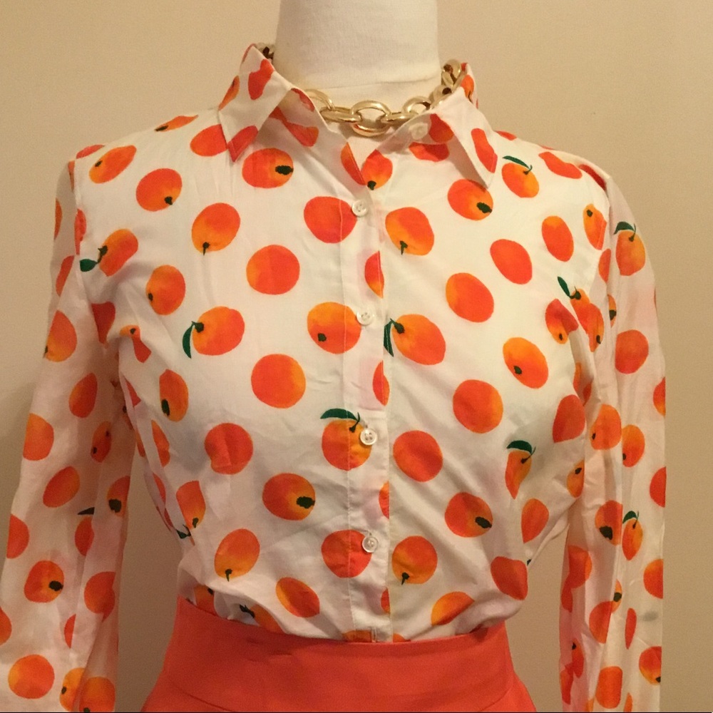 J. Crew Perfect shirt in citrus orange print